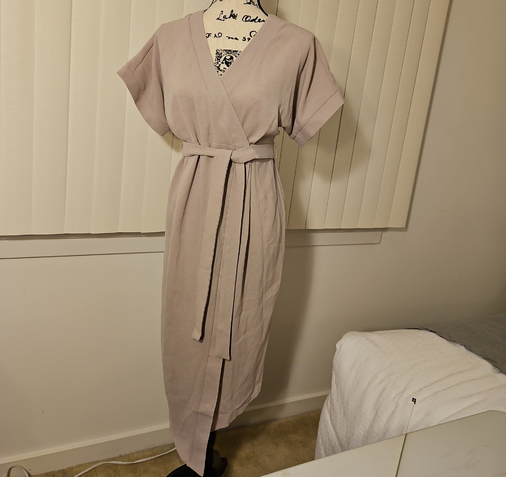 ASOS Taupe Wrap Midi Dress with Self Tie / Maternity